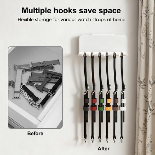 Zebrabox 2 Packs Watch Band Holder Organizer, Wall Mount Smartwatch with Band Organizer, Grooved Design for Easy Pick-and Place, Holds More Watch Straps, Easy Installation, Keeps Straps Tidy