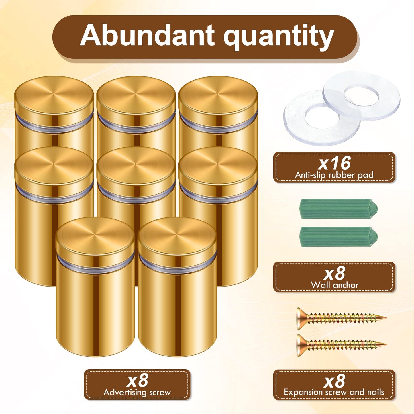 Ferraycle 8 Sets Standoff Screws Stainless Steel Advertising Standoff Mount Metal Hardware Sign Mounting Hardware for Hanging Acrylic Picture Frame(0.75 x 1.57 Inch)