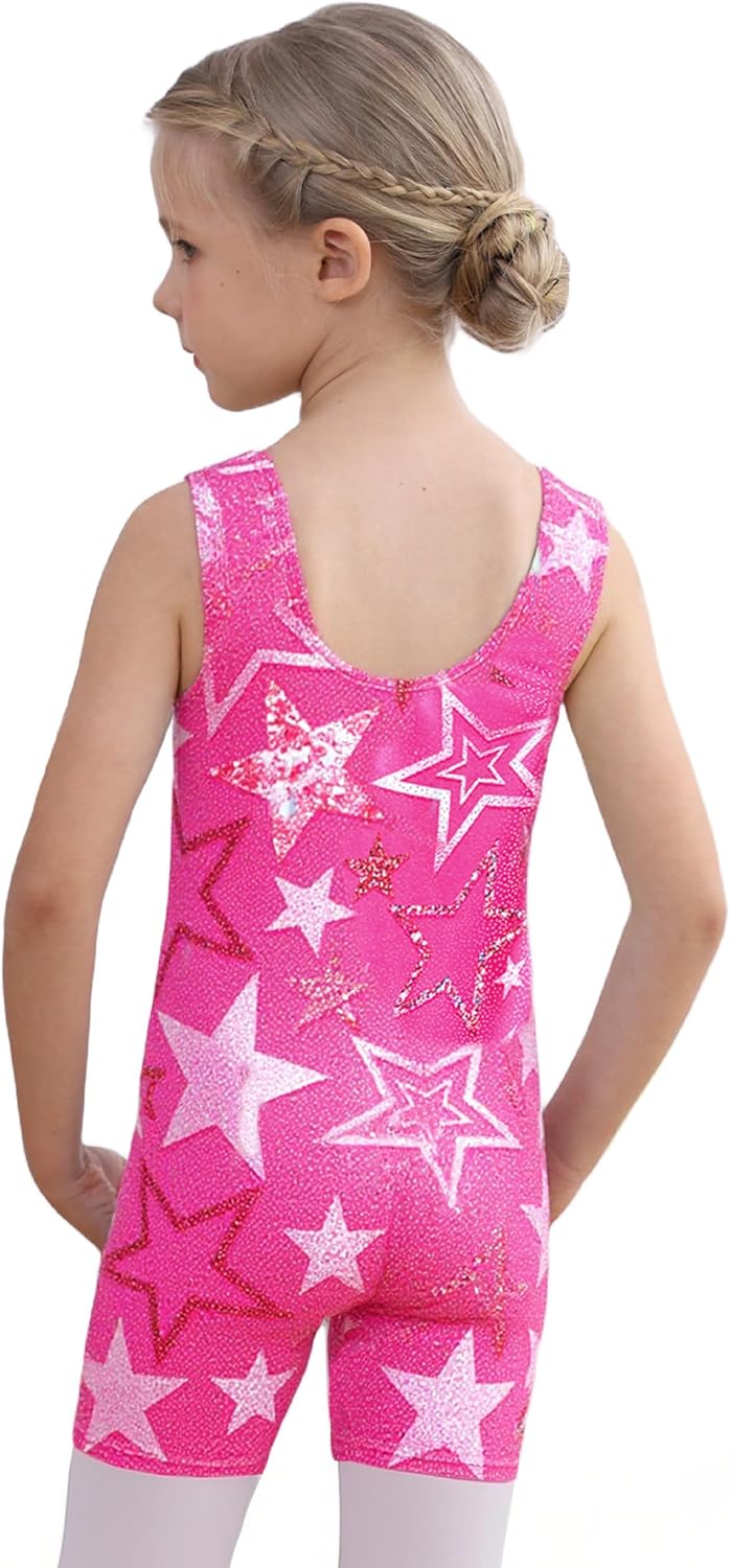 Snowheart Gymnastics Leotards for Girls - Sparkly Sleeveless Biketards 2-Pack for Dance & Tumbling Classes