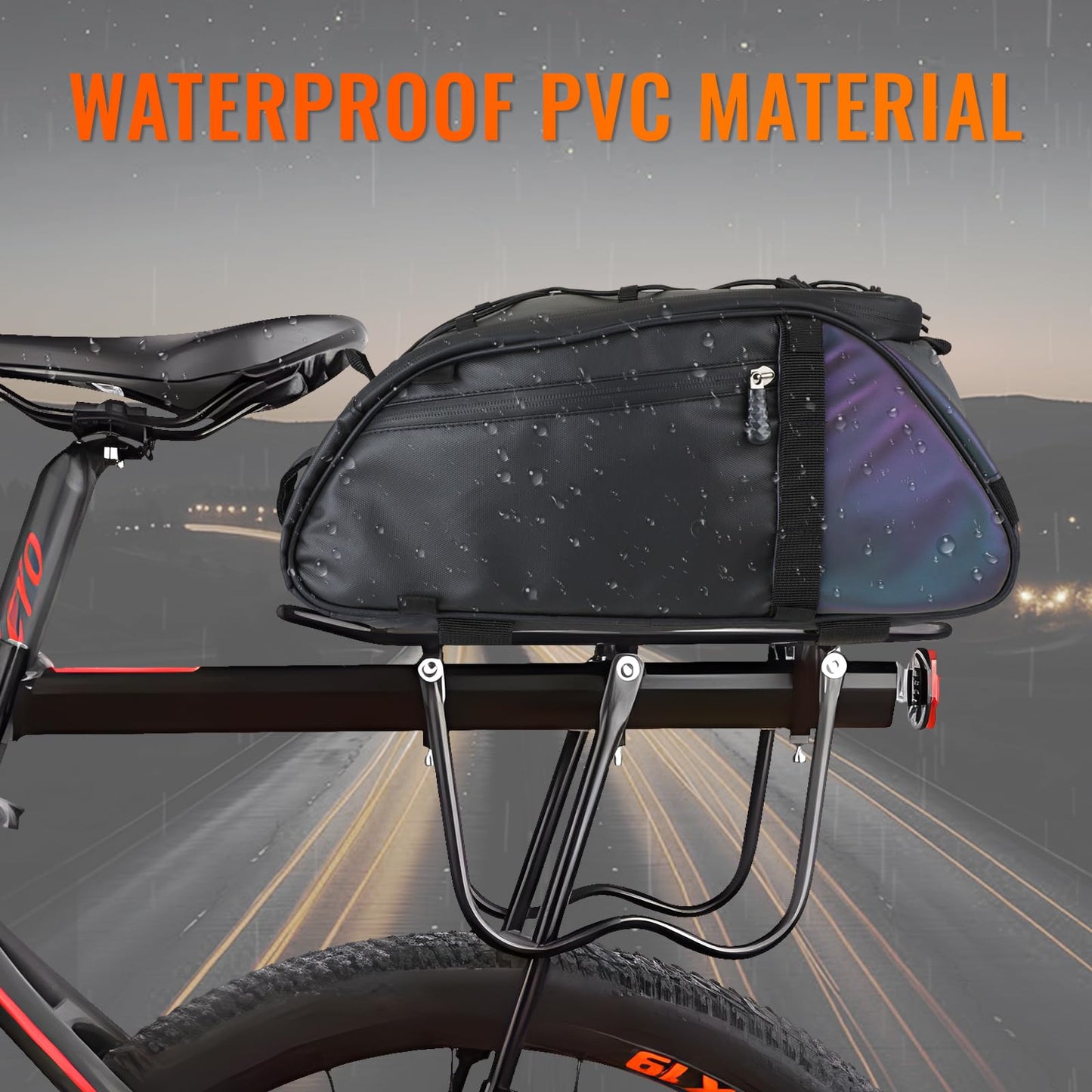 Raoot Rear Bike Rack Bag, 10L Water Resistant Ebike Bags for Bicycle Rear Rack, Bicycle Trunk Pannier with Shoulder Strap for Commuter Travel Shopping and Cycling (Black)