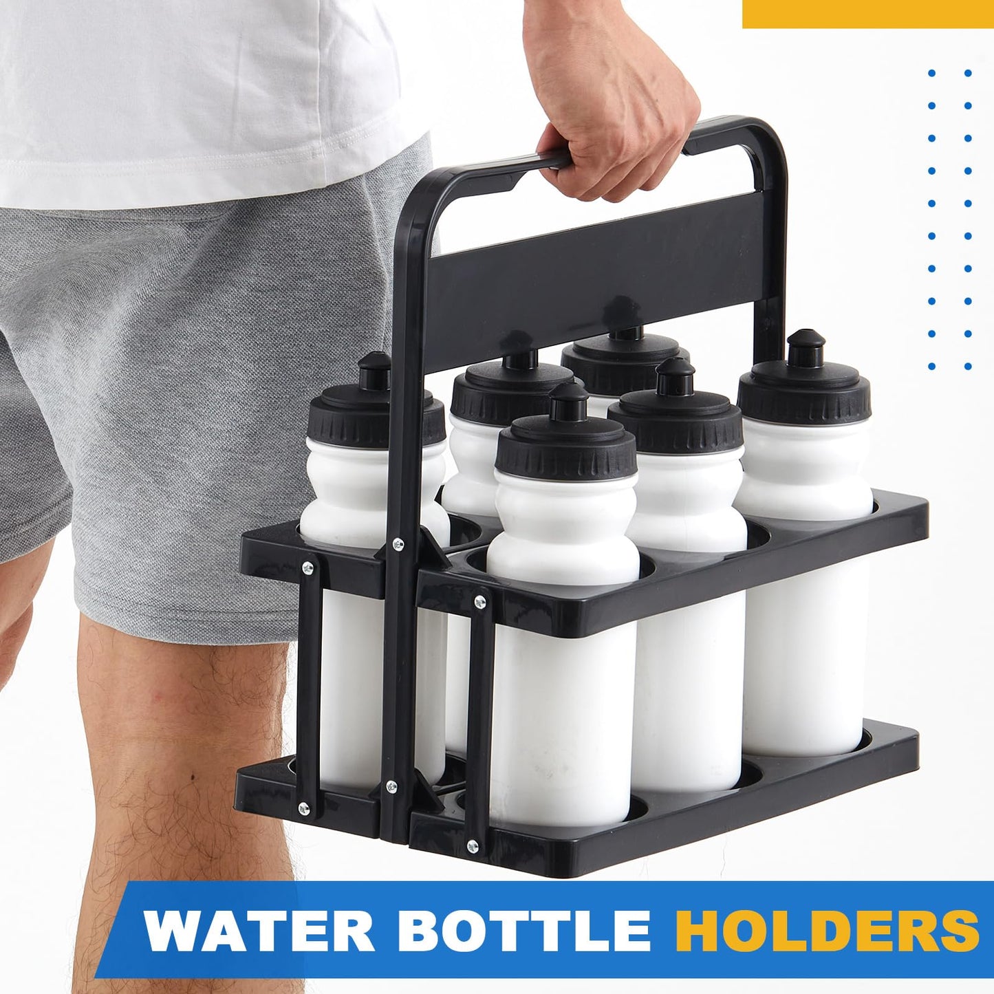 Suclain 1 Pcs Collapsible Sports Water Bottle Carrier Caddy with Handle Portable Drinks Carrier Foldable Plastic Drink Caddy Takeout Cup Holder Stand for Team Travel Beverage Beer, Fits 20–32 oz Cup