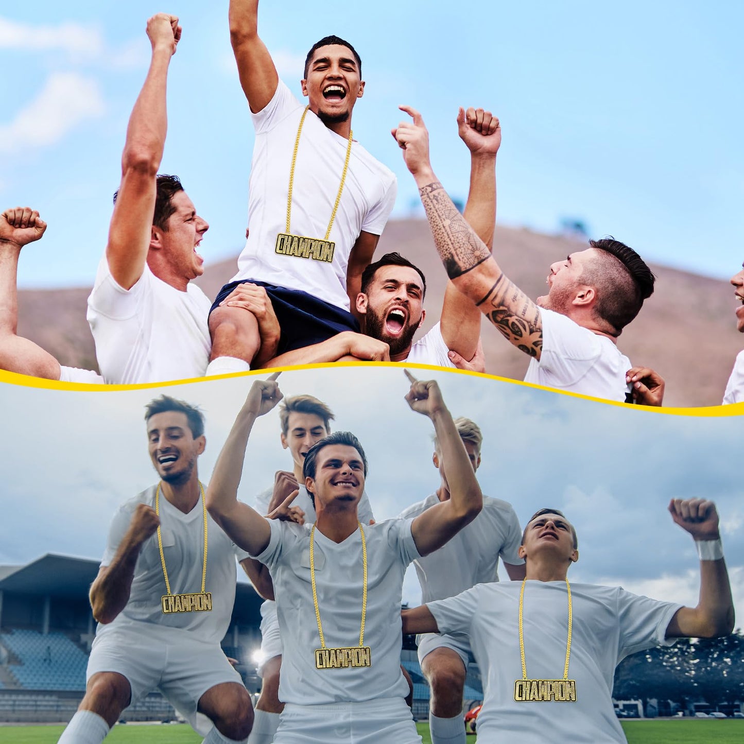 Cunno Champion Chains Medal Necklace MVP Chain Award Winner Prize Trophy Award Pendant for Team Fantasy Football Soccer Baseball Basketball Softball