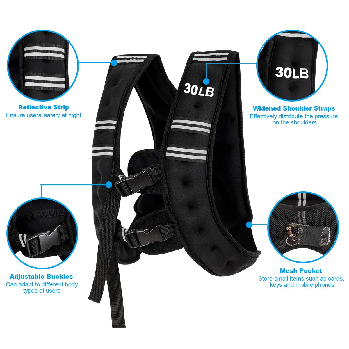GYMAX Weighted Vest, 12lbs/20lbs Strap Adjustable Weight Vest Workout Equipment Men and Women for Strength Training, Running, Fitness (30.00)