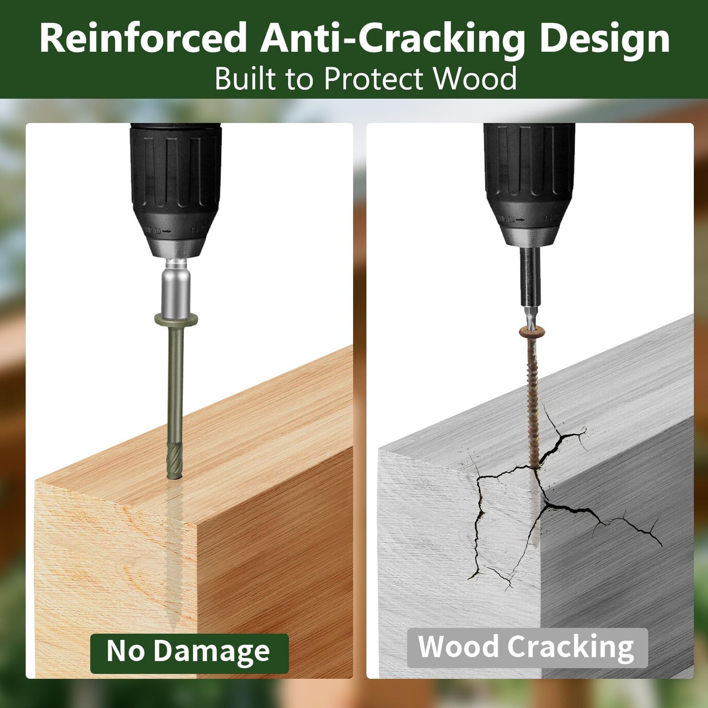 5/16 x 12 inch Long Timber Screws,Heavy Duty Exterior Lag Bolts with Hex Head, Structural Wood Screws for Deck, Fence, Landscape & Gazebo,Rust-Resistant Green Coated, Sample Pack 6pcs