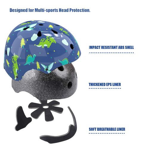 Kids Helmet with Knee Pads Elbow Pads and Wrist Guards,Child Protective Gear for Boys Girls Age 3-5-8 Years fit Roller Skates, Skateboarding, Scooter Bicycle Skate Scooter Skateboard (Blue)
