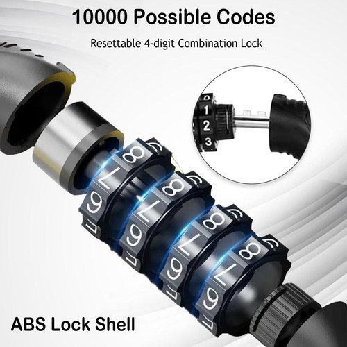 Bike Lock 4-Digit Resettable Combination Cable Lock Anti-Theft, Cut-Resistant, Durable, Suitable for City Bikes and Outdoor Cycling (Blue)