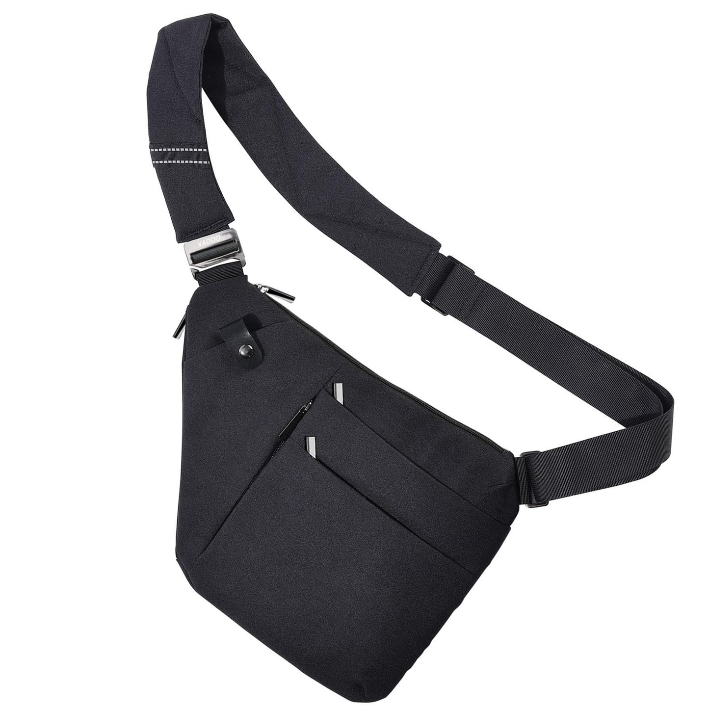 VADOO Anti-theft Sling Bag, RFID Blocking Crossbody Bag for Women and Men Lightweight Shoulder Chest for Travel Sport, Black Large