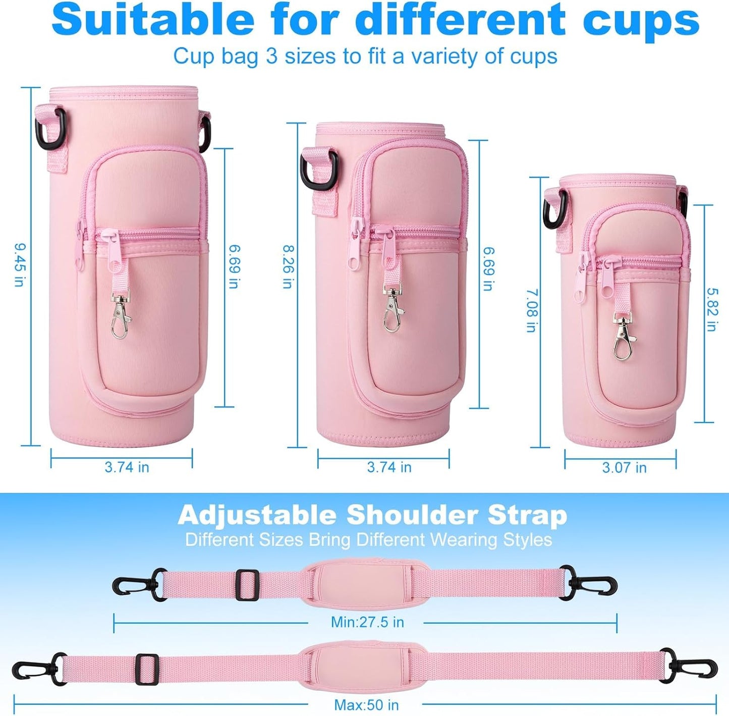 Regine Switzerland Water Bottle Holder - Adjustable Sling Bag with Phone Pocket for Hydroflask 32oz/40oz | Ideal for Hiking & Travel