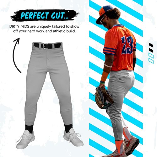 Dirty Mids Baseball Pants - Pro Fit with Reinforced Knees & Anti-Slip Waistband | Game-Ready, XS-XL