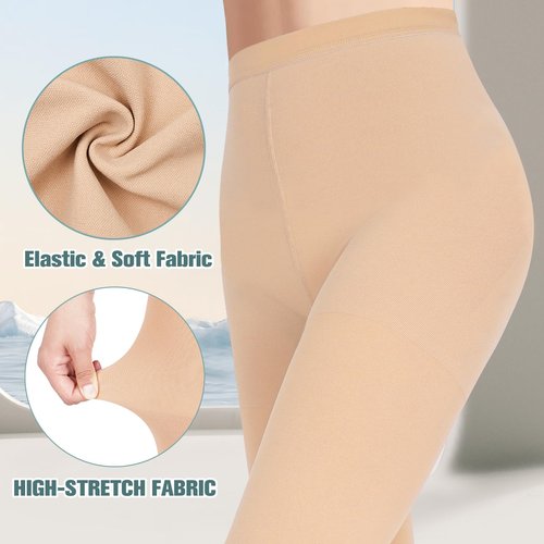 WEGITCS 2 Pairs 15-20 mmHg Compression Pantyhose, Footless Compression Stockings for Women, Waist High Opaque Compression Tights for Varicose Veins, Swelling, Doctor, Teacher(Beige&Black, M)