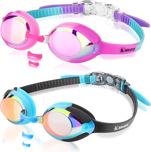 Keary Kids Swim Goggles - Anti-Fog, Waterproof, UV Protection | Clear Vision for Ages 3-12