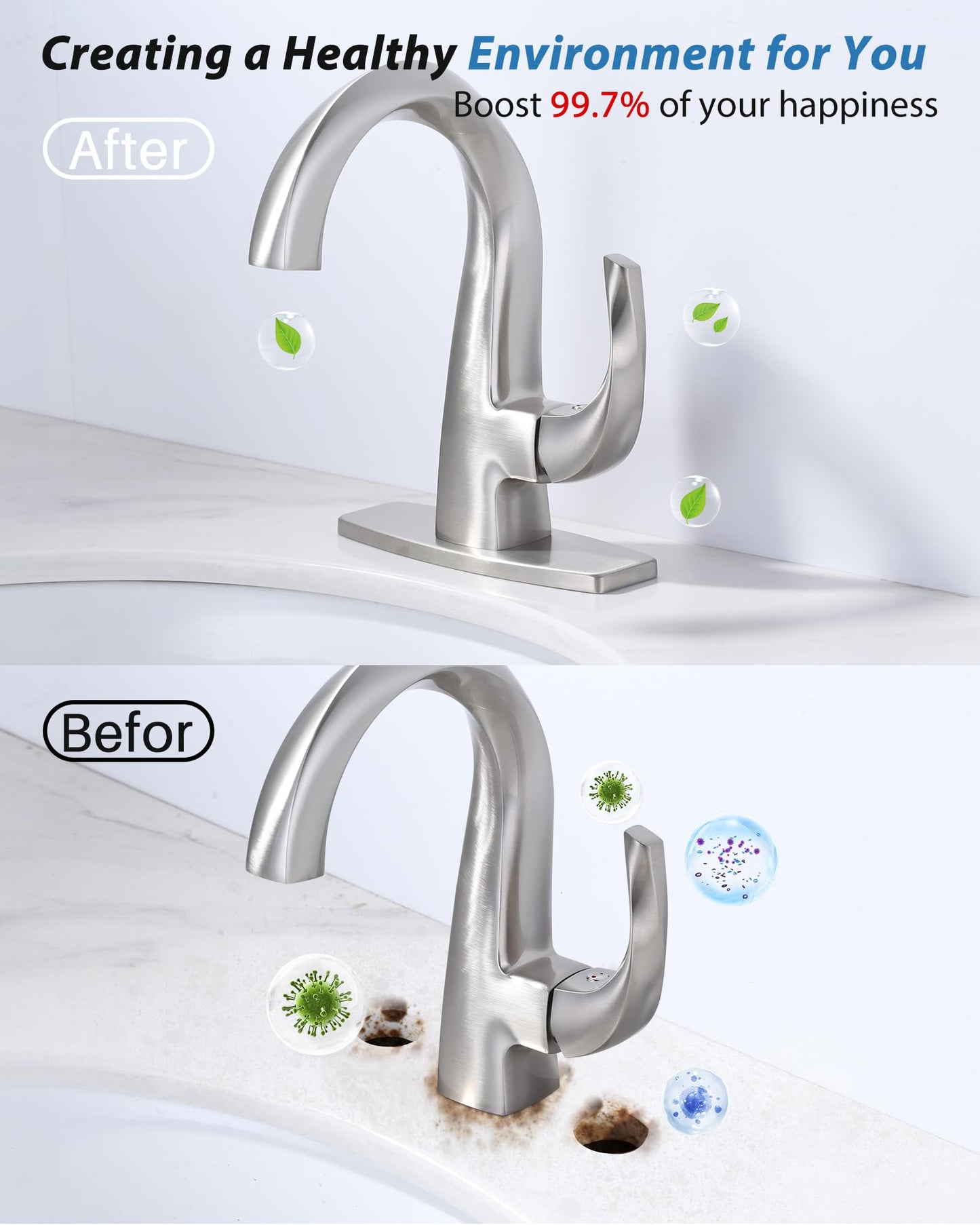 Bathroom Faucet Escutcheons Brushed Nickel: 6 Inch Sink Hole Cover - Non-Leakge Deck Plate For Bathroom Faucet - Solid Faucet Base Plate for 1 or 3 Hole Bathroom Vanity Basin - 4" Faucet Cover Plate