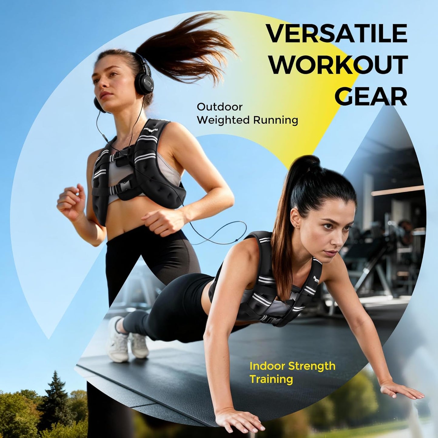 PACEARTH Weighted Vest - Adjustable 6lb to 30lb for Weight Loss & Strength Training | Reflective Design