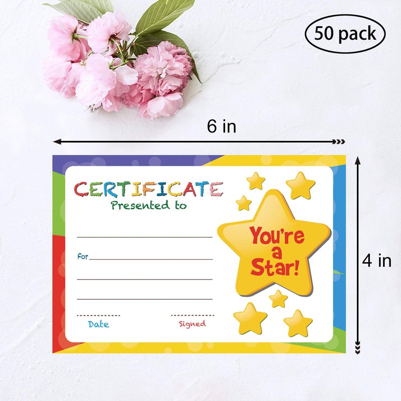 Antgiftshop 50-Pcs Certificate of Awards Certificates for Back to School Classroom Students Supplies, Motivational Good Behavior Cards,Trend Enterprises Certificate of Award,Classics Certificates