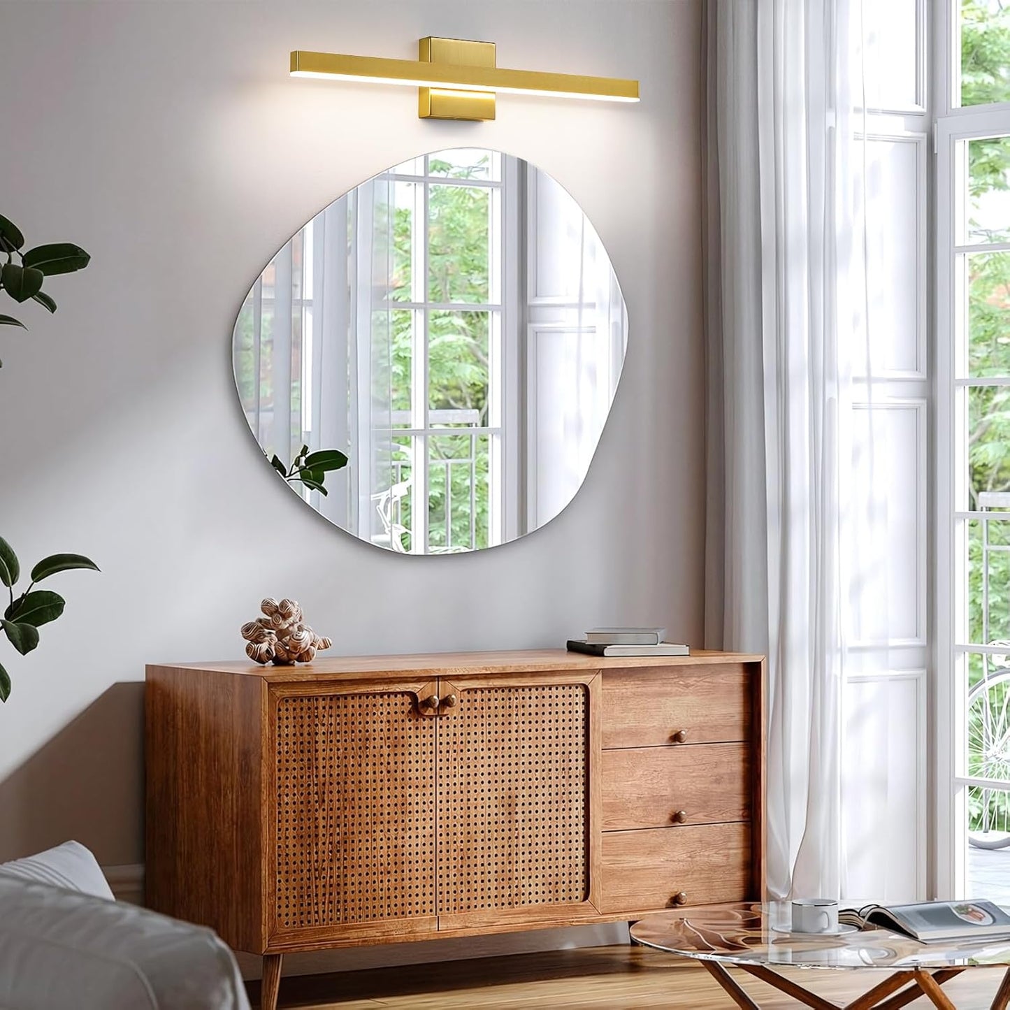 24-Inch Dimmable Gold Bathroom Vanity Light - Modern LED Bar Fixture for Over Mirror