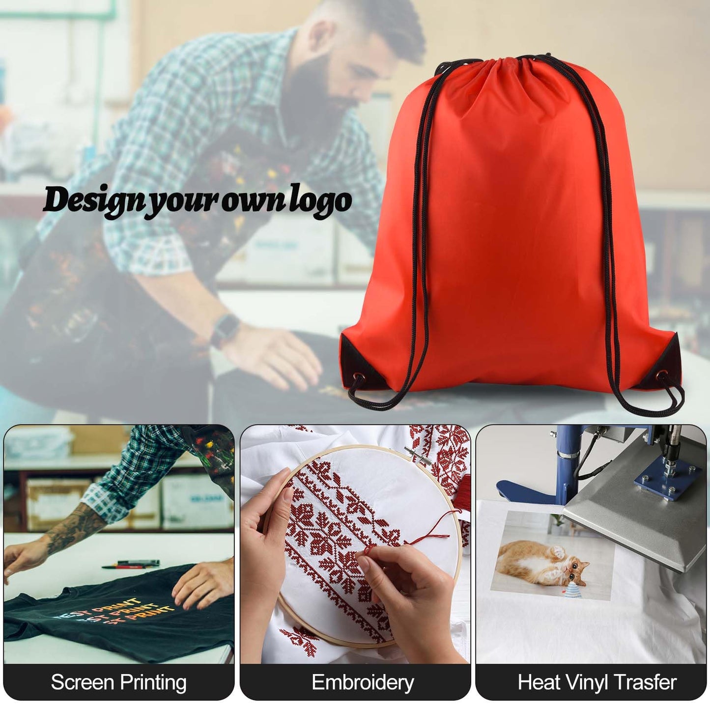 PLULON 15 Pcs Red Drawstring Bags Drawstring Backpack Bulk, String Backpack Cinch Sack Sport Gym Bags for Yoga Traveling Outdoor Sports