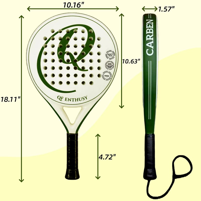 Padel Racket, Carbon Fiber Surface Padel Racquet, Lightweight, Ideal for Training/Matches (Green)
