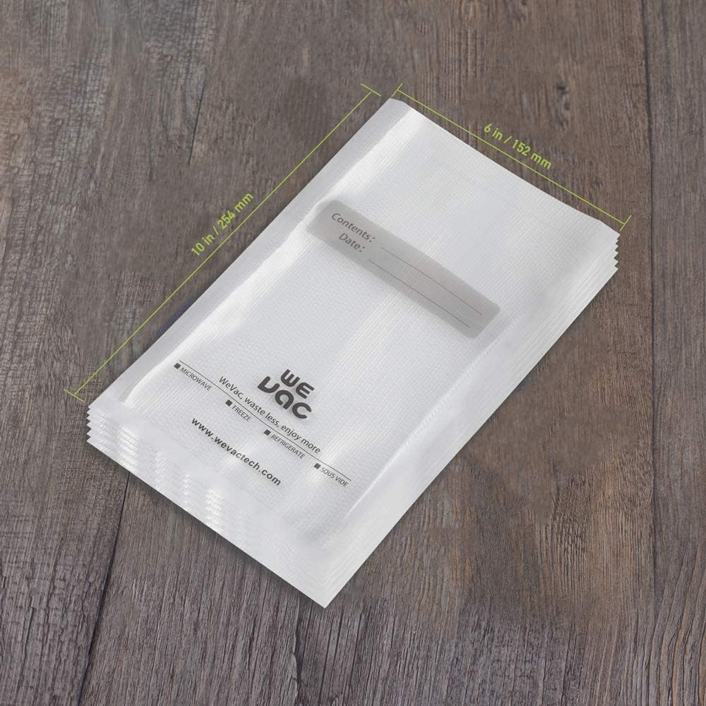 Wevac Vacuum Sealer Bags - 100 Pint | 6x10 Inch, BPA Free, Heavy Duty for Food Storage & Meal Prep