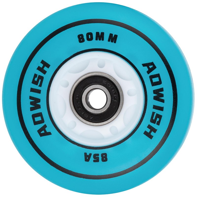 AOWISH Light-Up 80mm 85A Ripsurf Wheels with ABEC-9 Bearings for RipStik DLX Caster Board and Deluxe Junior Skateboard - Glow in The Dark (Set of 2) (Blue)