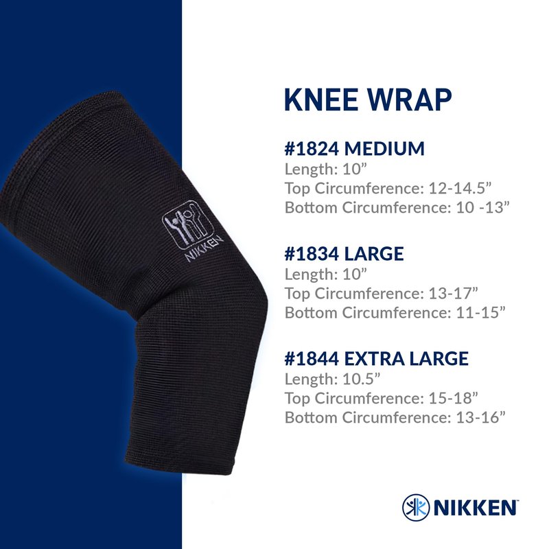 Nikken KenkoTherm - Knee Wrap Large 1834 - Black Stretch Support with Ceramic Reflective Fibers for Running, Weightlifting, Basketball - Men and Women