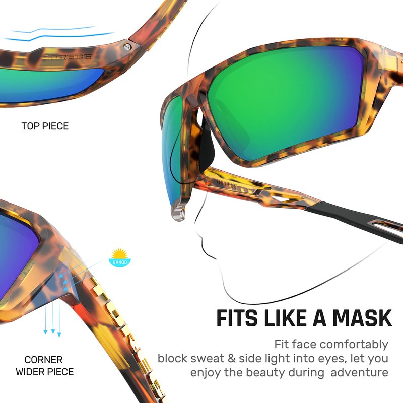 TOREGE Polarized Sports Sunglasses for Men Women Cycling Running Golf Fishing Sunglasses with Durable Lens Unbreakable Frame TR36 (C7)