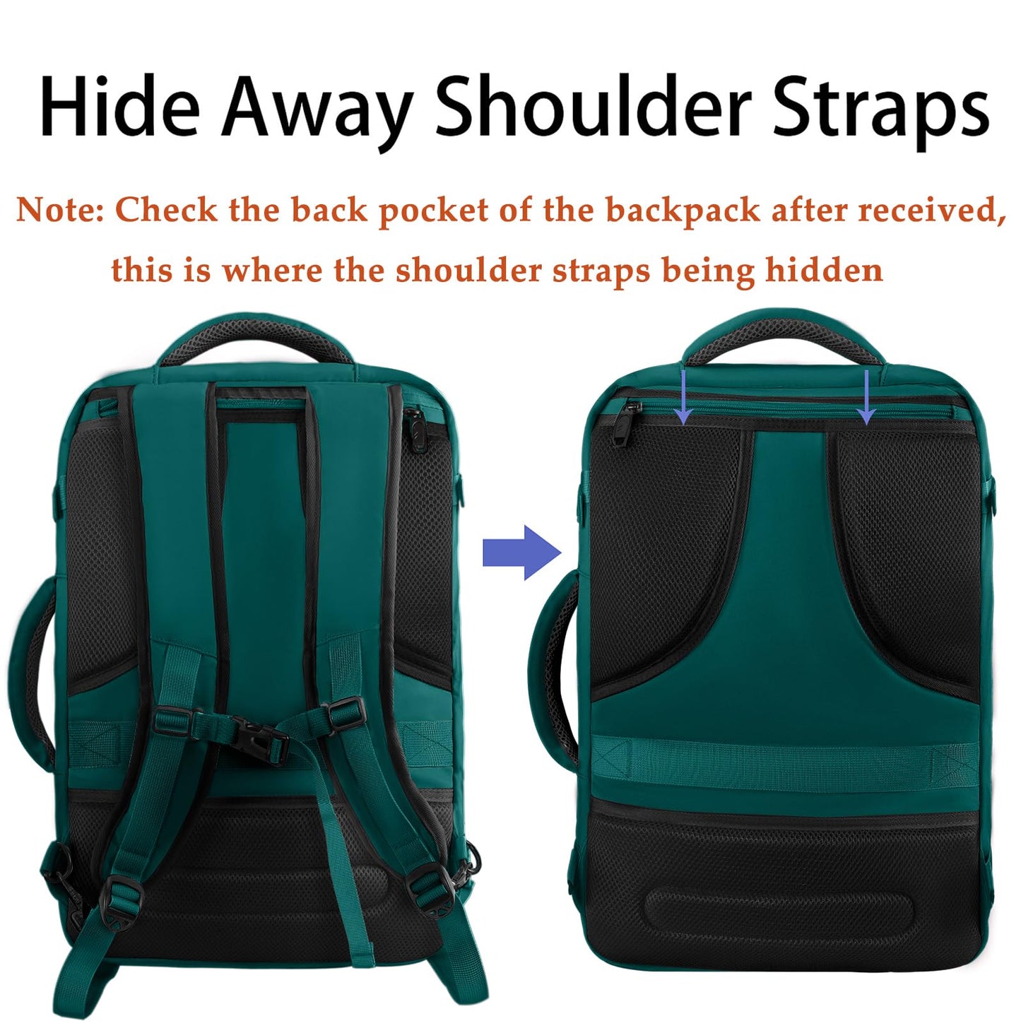MATEIN Travel Backpack for Men Women, Carry on Backpack for Airplanes, Simple Daypack with Trolley Sleeve, Gifts for International Travelers, 35L, Peacock Blue