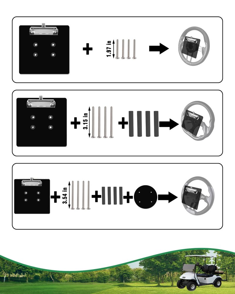 YEBOOCA Golf Cart Scorecard Holder with Pen Holder on Golf Cart Steering Wheel for Club Car/EZGO TXT& RXV/Yamaha G29/Icon I40/Star Car/Excar and Other Most Golf Carts (Black)