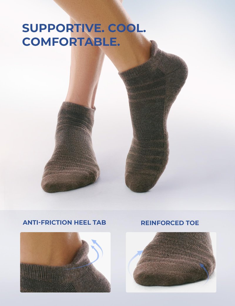 CS CELERSPORT 6 Pack Athletic Running Ankle Socks, Low Cut Cushioned Tab Sports Socks Men Women,Brown, Medium