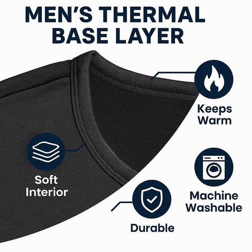 Polar Extreme HEAT MENS BRUSHED BASE LAYER 2 PC SET LARGE- BLACK