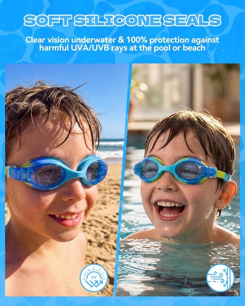 Aegend Swim Goggles for Kids - Anti-Fog Comfort Fit for Ages 3-8 | Perfect for Little Boys & Girls