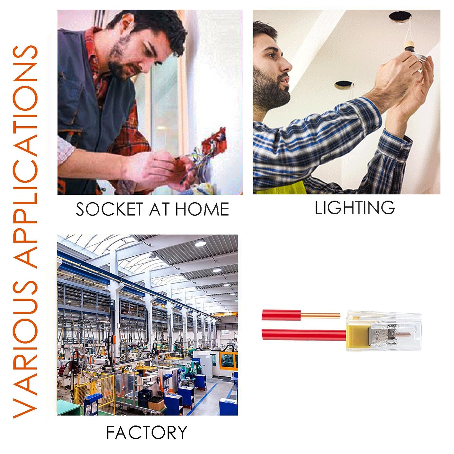 FONGLUAN 100pcs Push-in Wire Connector Splicing Terminals for Solid and Stranded Conductors with 2/4/8 Wires