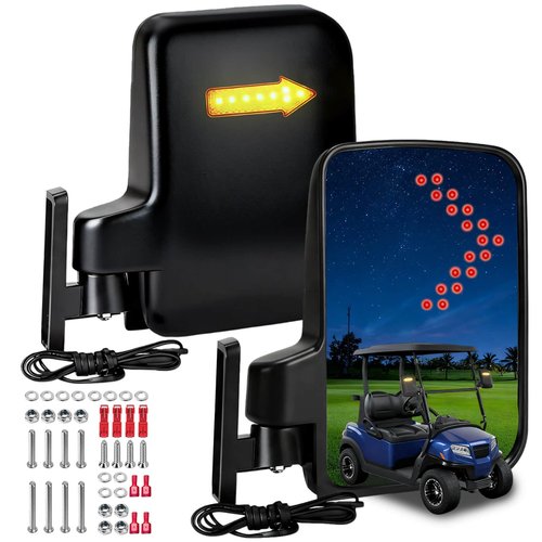 Golf Cart Side Mirrors with Turn Signal Light Golf Cart Rear View Mirrors for Club Car EZGO Yamaha Side Mirrors Golf Cart