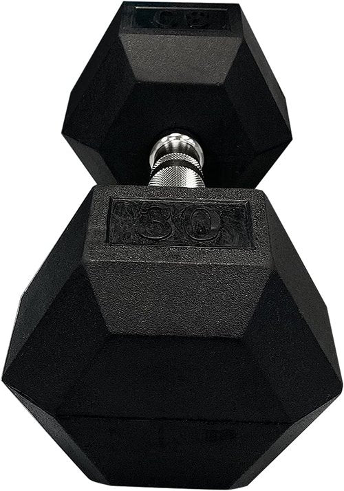 GYMENIST Hex Rubber Dumbbell - Heavy Workout Weights with Metal Handles | Available as Single or Set of 2