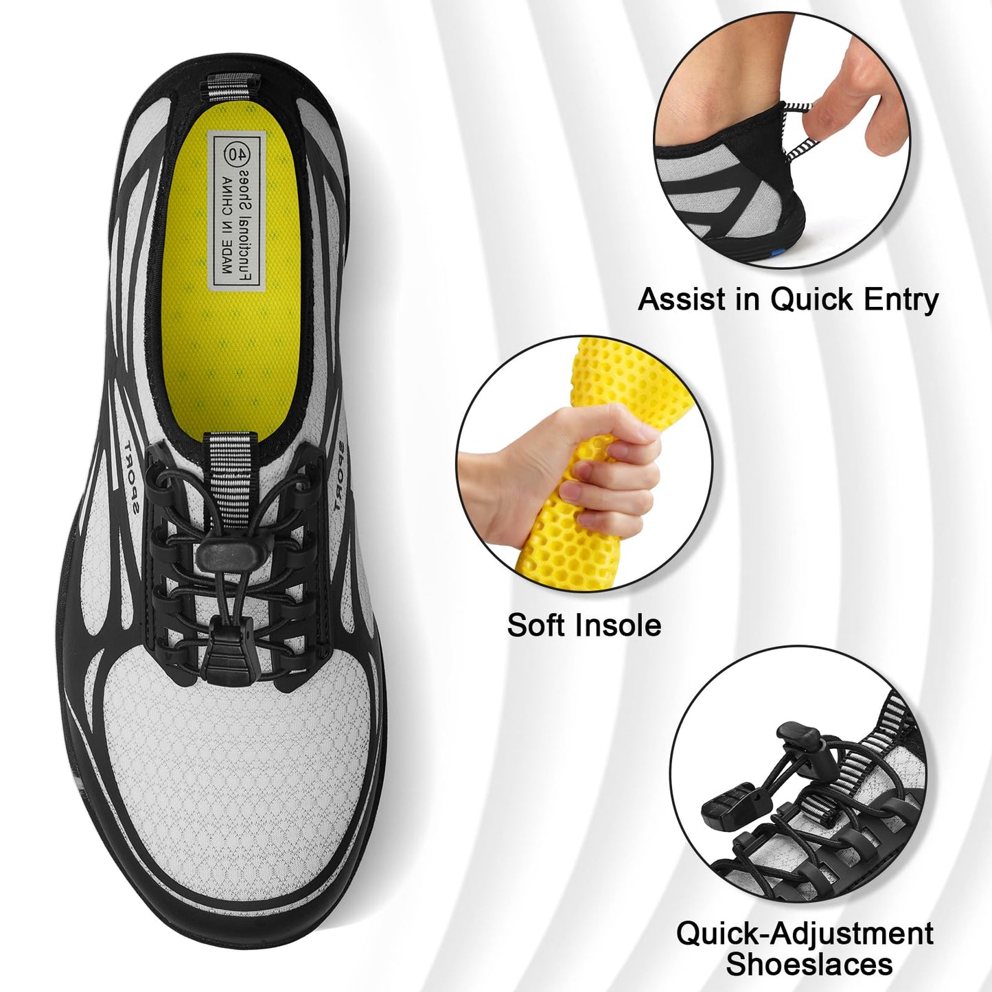 ATHMILE Water Shoes for Men Women River Swim Beach Pool Adult Quick Dry