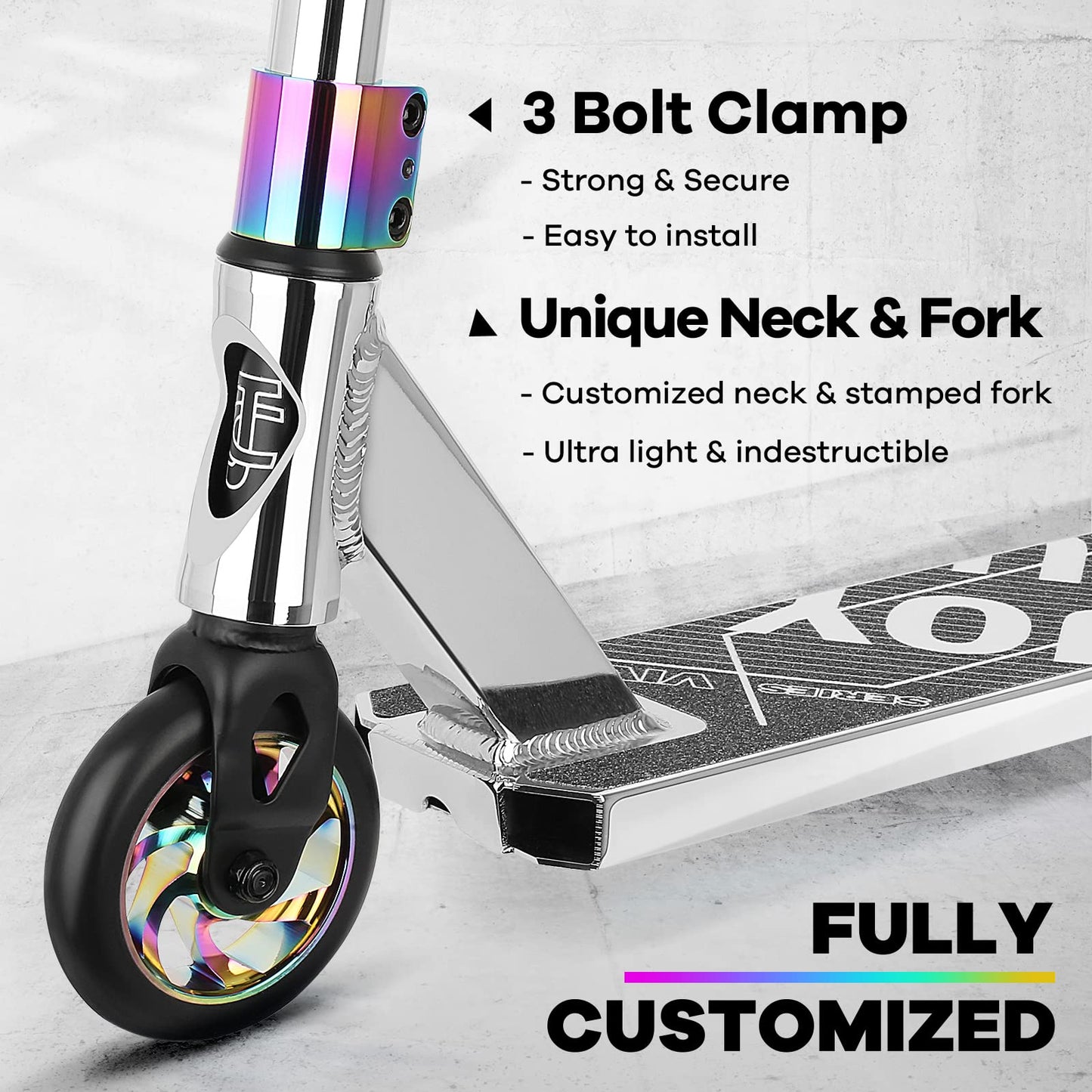 Pro Trick Scooter, Freestyle Stunt Scooter for Teens Adults and 8 Years Up Kids - Complete Beginner and Intermediate BMX Scooter (Silver)