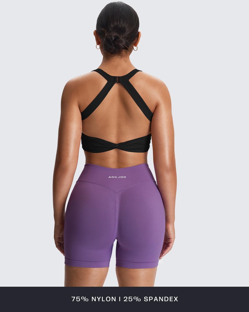 Aoxjox Women's Workout Sports Bras Twist Front Fitness Training Gym Bra Yoga Crop Lola Tank (Black, X-Large)
