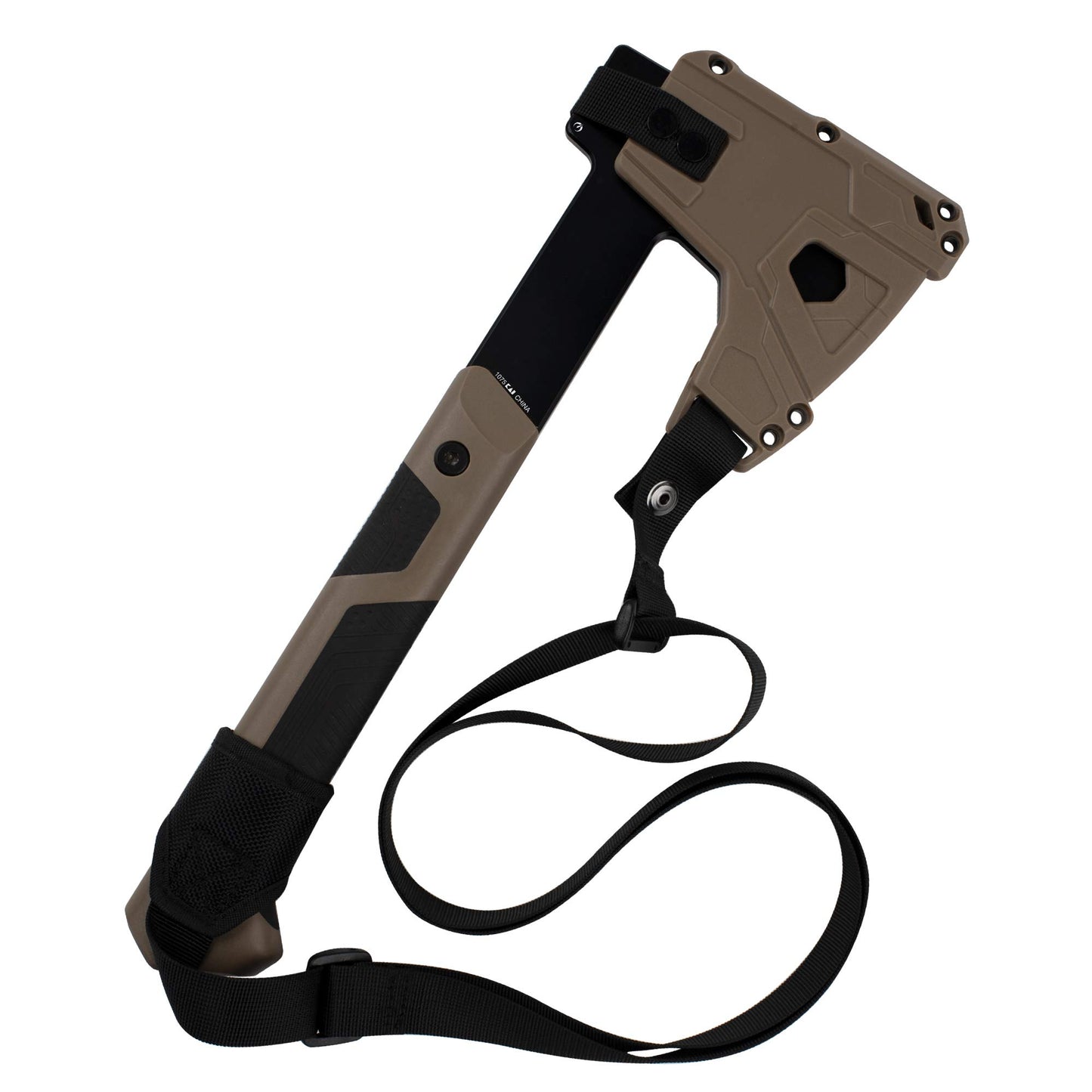 Kershaw Deschutes Skinner Hatchet Camp Ax, Tan Design, 14 Inch Overall Length, Stainless Steel Fixed Head, Full Tang, EDC, Molded Sheath with Straps, Hatchet Axe for Camping, Backpacking and More