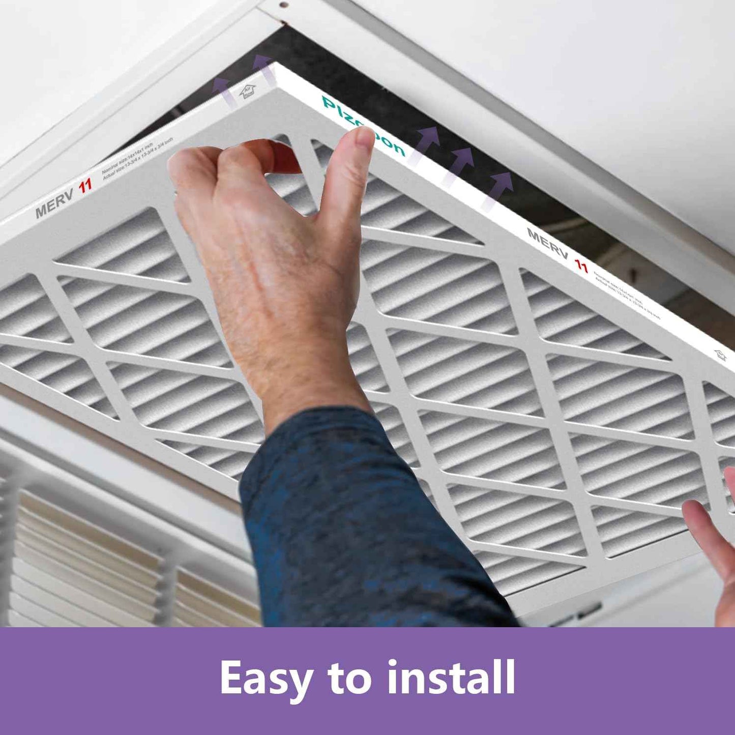 Plzgoon 14x14x1 Air Filter MERV 11 (4 Pack) MPR 1000 Pleated AC Furnace Filters for Home Office Air Conditioner AC HVAC Furnace Heating Systems (Exact Dimensions: 13 3/4x13 3/4x3/4 Inches)