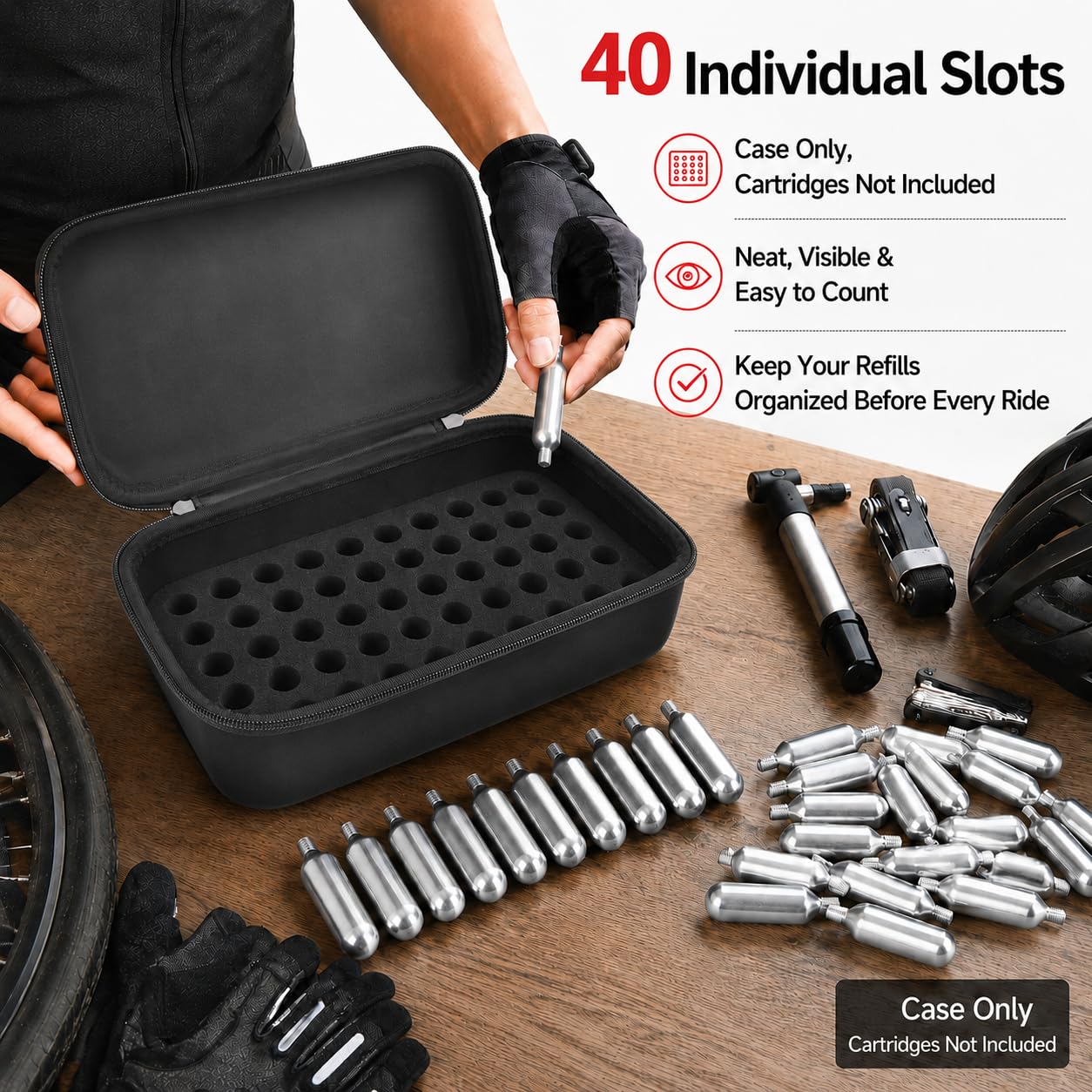 ALKOO CO2 N2O Cartridge Organizer Case for 8g/12g Refills, Hard Case Only