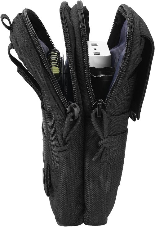 LefRight Tactical Molle Mobile Phone Belt Pouch - Slim Utility Waist Bag in Large Black