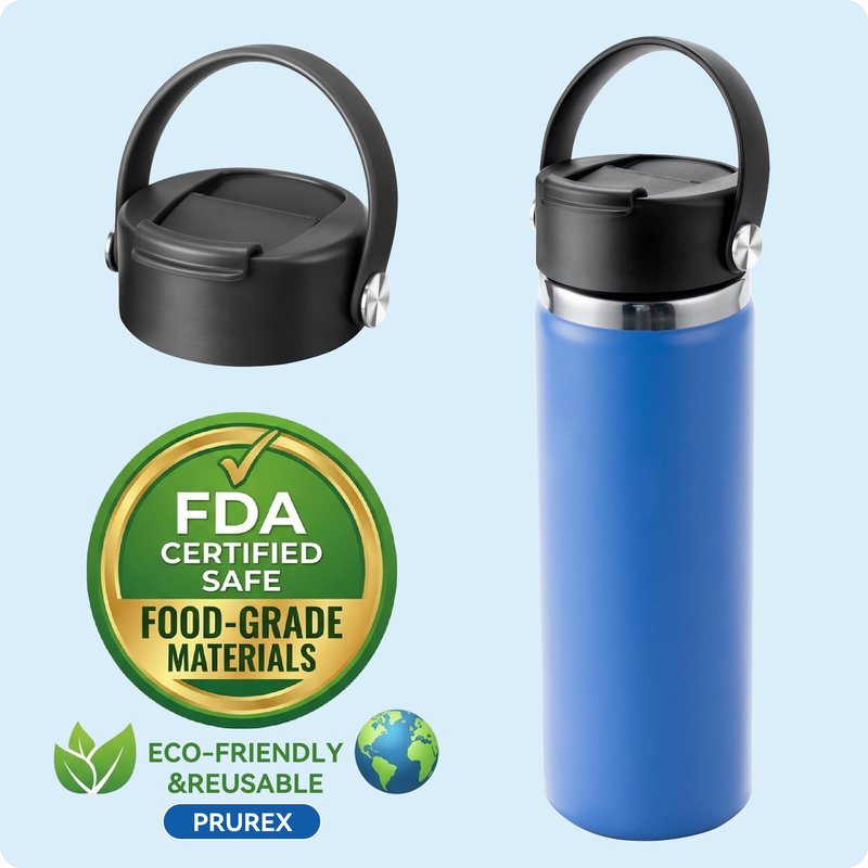 Prurex Flip Lids with Handle for Hydro Flask 12 16 20 32 40 64 oz Wide Mouth Bottles,Replacement Lids for 2.28"Wide Mouth Sport Bottles Water Bottle Accessories