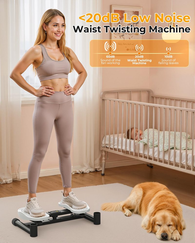 OWLSKY Waist Twister Machine Exercise, Ab Twist Board with 330 lbs Weight Capacity, Abs Workout, 20dB Home Gym Equipment for Women Men (Black)