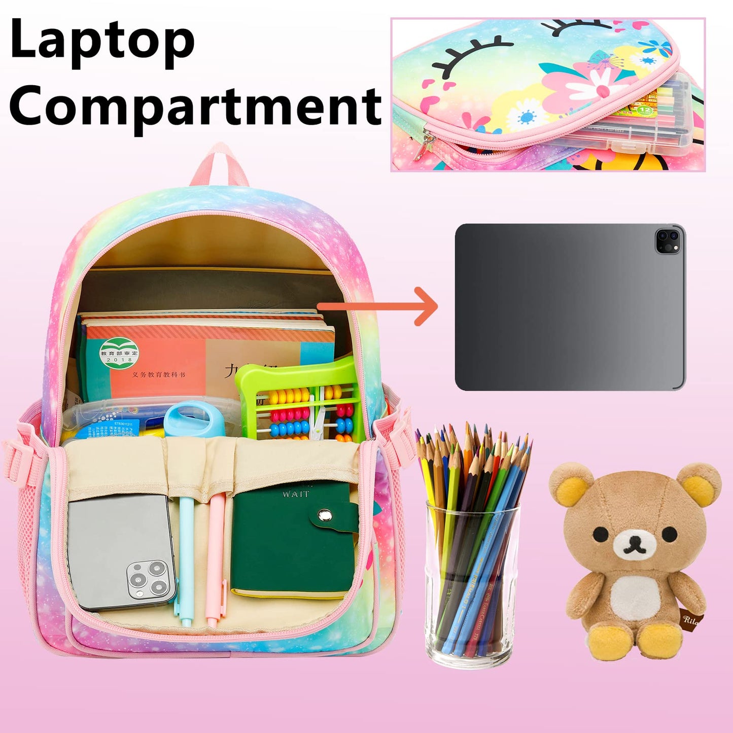 BTOOP Kids Toddler Backpack Girls School Backpack Preschool Ice Cream BookBag Preschool Kindergarten School Bag