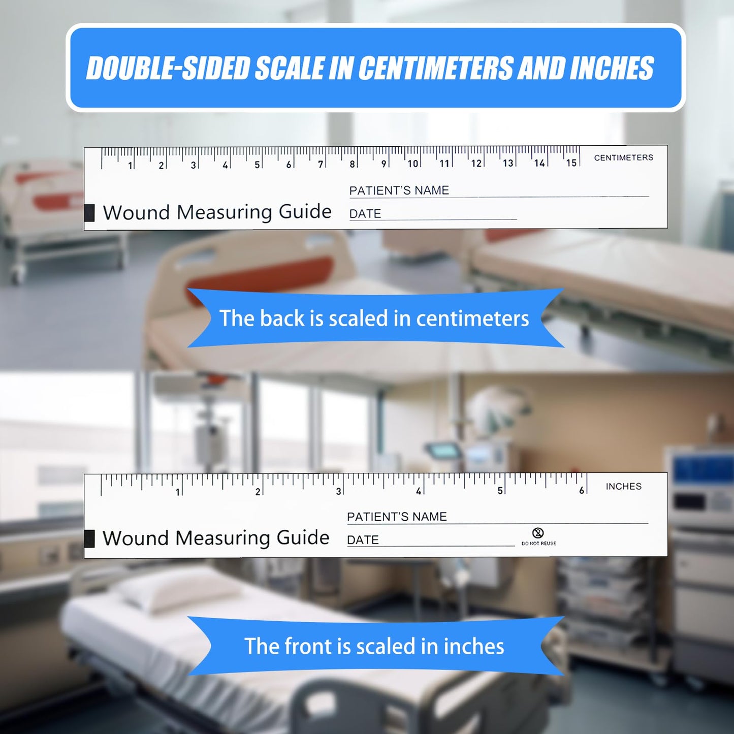 Mevlshcey 100 Pcs Wound Measuring Tape 6 Inch Wound Ruler Double Sided Disposable Paper Tape Measure Paper Guide Ruler Measurement Tools for Nurses