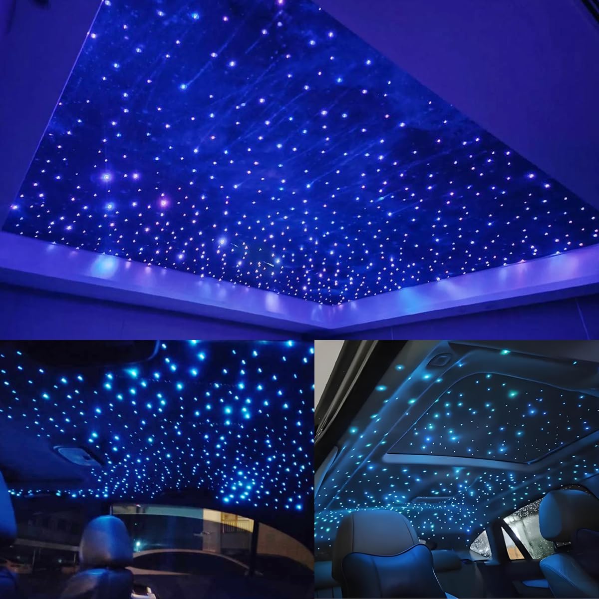 AKEPO Small Size 16W Twinkle RGBW APP Fiber Optic Lights, Music Activated 6.5ft/2m 500pcs 0.03in/75mm Optical Fiber Star Ceiling Light Kit for Car Truck Headliner Star/Home