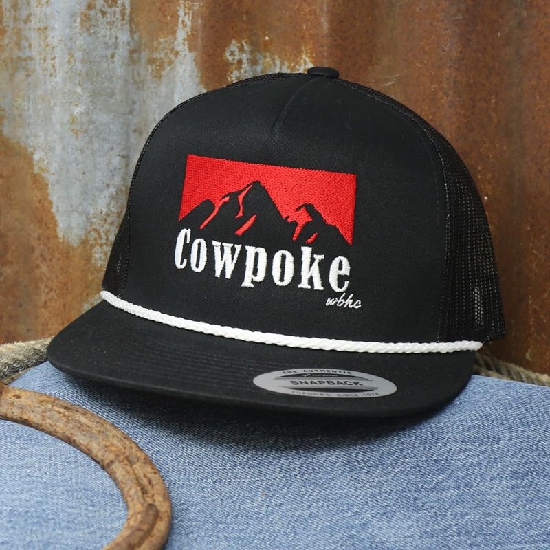 WHISKEY BENT HAT CO. Authentic 5-Panel Snapback Trucker Hat - Cowboy Killer 2.0 Cowpoke Embroidered Logo (US, Alpha, One Size, Black - Multi)