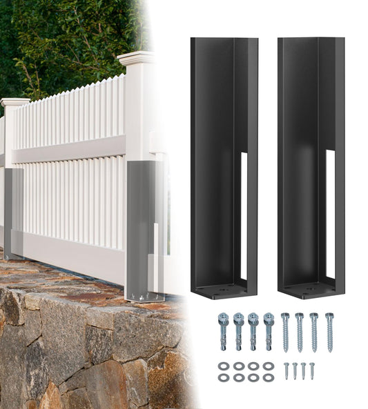 vikofan 5x5x24 Vinyl Fence Post Mount Tower with Outdoor Powder Coating for Vinyl Fence,2PCS Fence Post kit,Full Weld Fence Post Insert