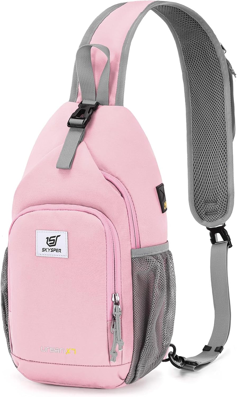 SKYSPER Sling Bag - RFID Crossbody Backpack for Travel & Hiking | Stylish Pink Daypack for Men & Women