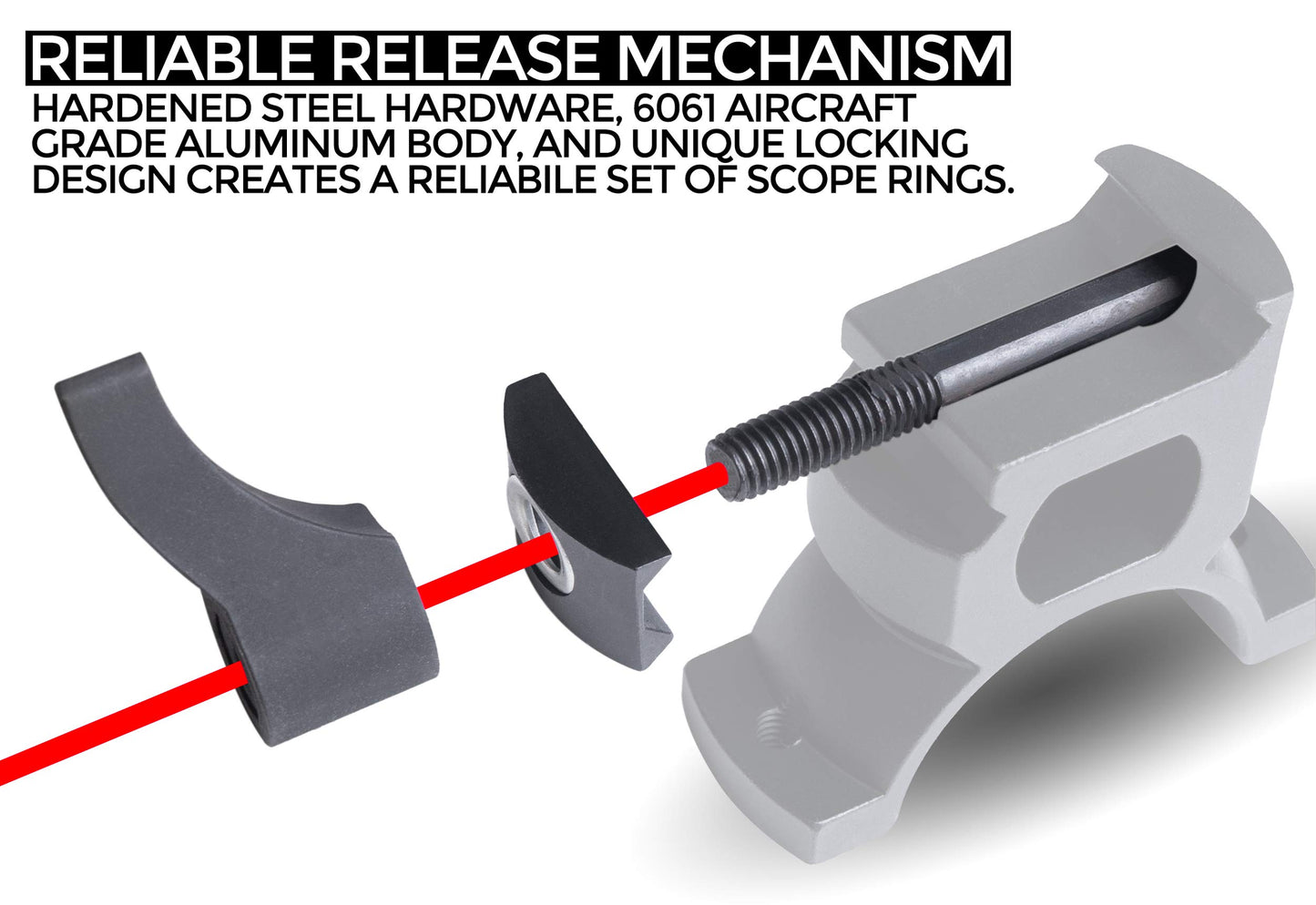 Monstrum Q Series Picatinny/Weaver Scope Rings with Quick Detach Lever | 30 mm Diameter | Low Profile