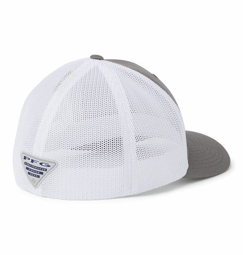 Columbia Unisex PFG Logo Mesh Ball Cap, Titanium/Hook, L/XL